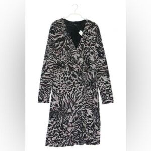 Bonita Animal Print Long Sleeve Wrap Dress - Black,Gray& Red size 40
